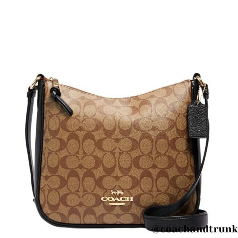 COACH 2 PCS NWT Ellie File Bag Khaki Black And Long Zip Around Wrist Strap - Picture 2 of 13